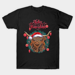 Christmas Highland Cow, feliz navidad T-Shirt